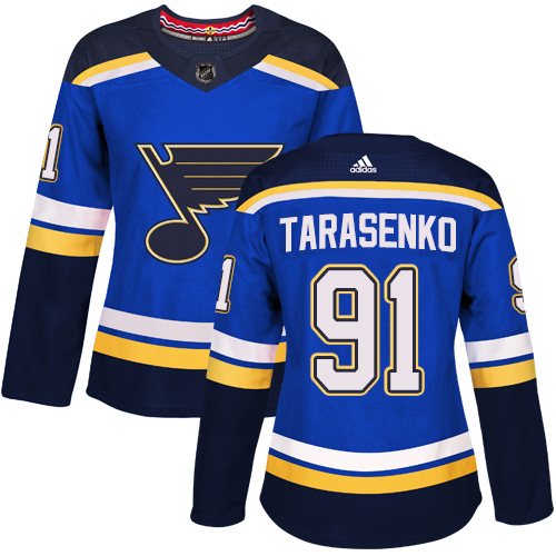 Adidas Blues #91 Vladimir Tarasenko Blue Home Authentic Women's Stitched NHL Jersey - Click Image to Close